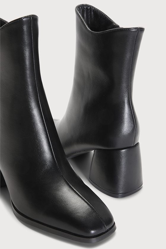 Windal Black Square Toe Mid-Calf Boots