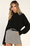 Snuggly Days Black Cropped Mock Neck Sweater