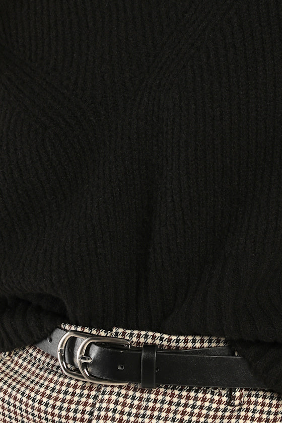 Snuggly Days Black Cropped Mock Neck Sweater