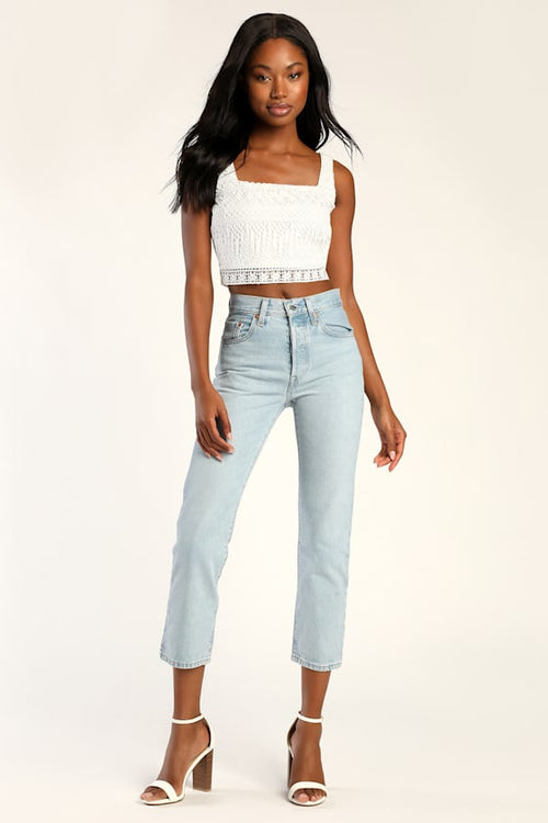 Romance Forever White Crochet Lace Crop Top