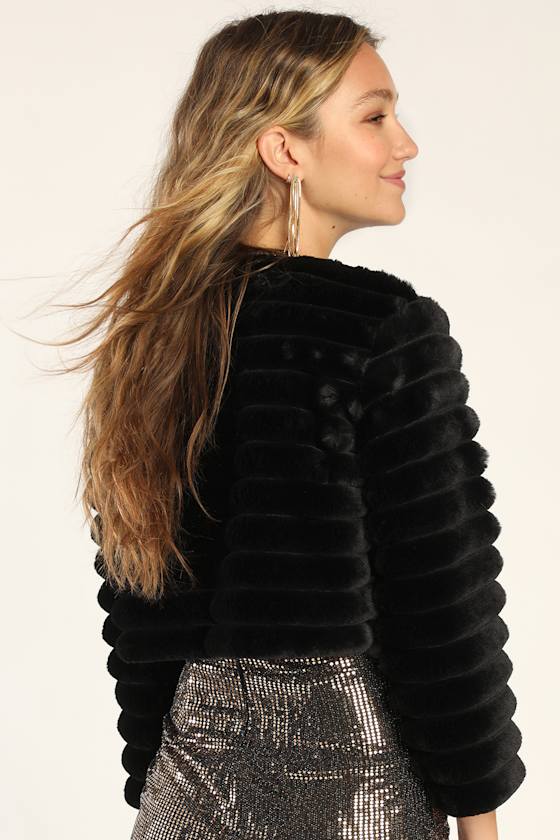 Live for Luxe Black Cropped Faux Fur Jacket