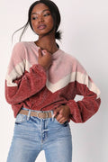 Constant Cuddles Pink Chevron Chenille Knit Sweater
