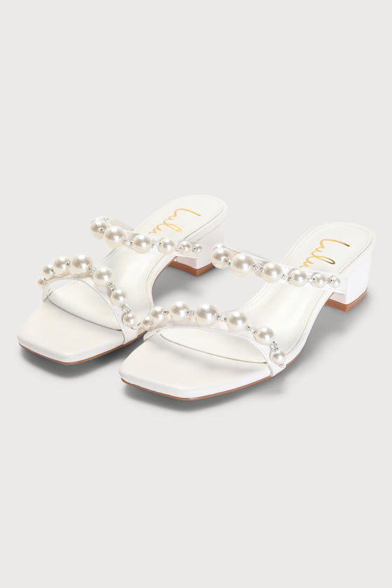 Damii White Pearl Slide Sandals