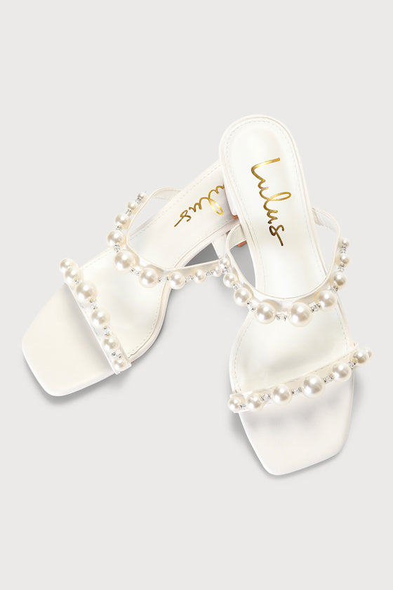 Damii White Pearl Slide Sandals