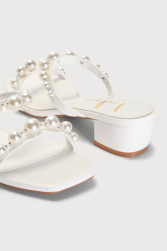 Damii White Pearl Slide Sandals