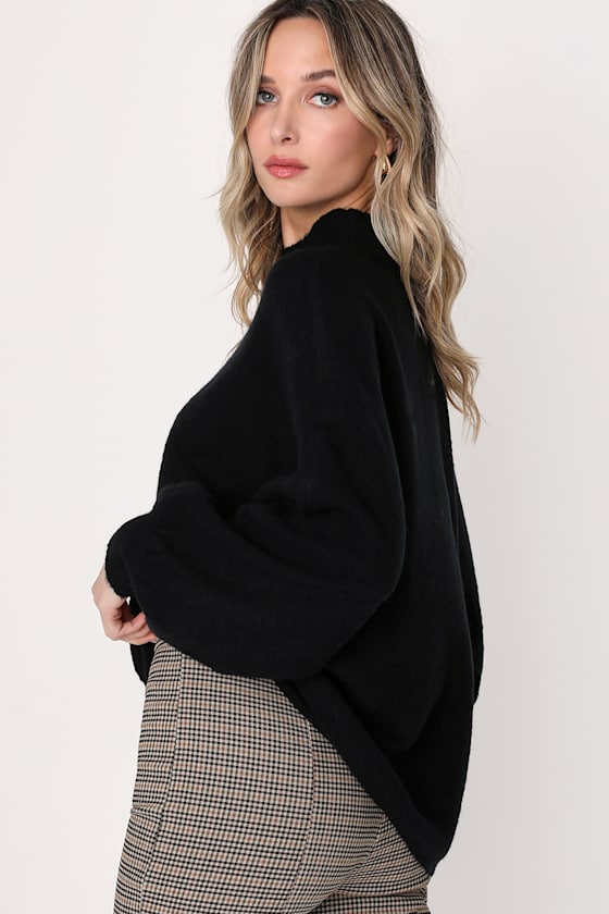 Cozy Perfection Black Dolman Sleeve Sweater Top