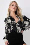 Stylish Update Black Floral Long Sleeve Button-Up Top