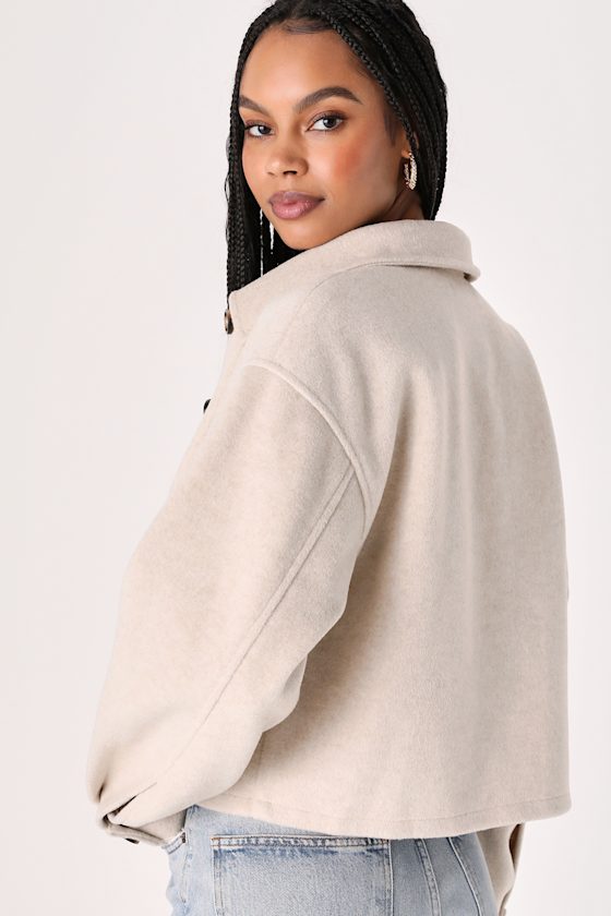 Comfy Essence Beige Cropped Shacket