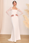 Lovingly Yours White Mesh Long Sleeve Maxi Dress
