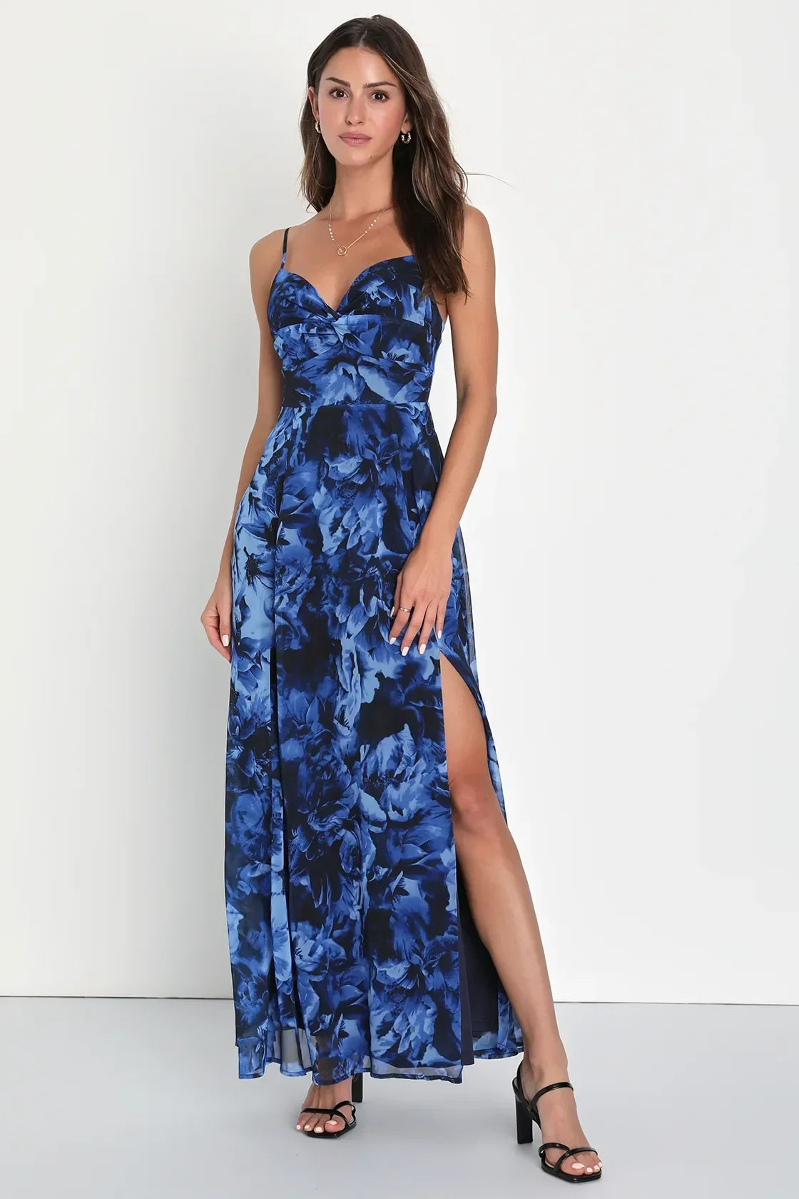 Beautiful Soul Teal Green Floral Print Twist-Front Maxi Dress