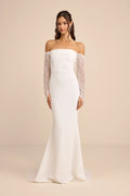 Anabella White Off-the-Shoulder Mermaid Maxi Dress