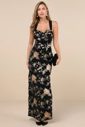 Pemberley Black Jacquard Lace-Up Maxi Dress