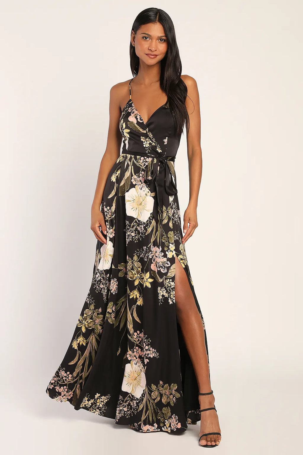 Still the One Blue Multi Floral Print Satin Maxi Dress