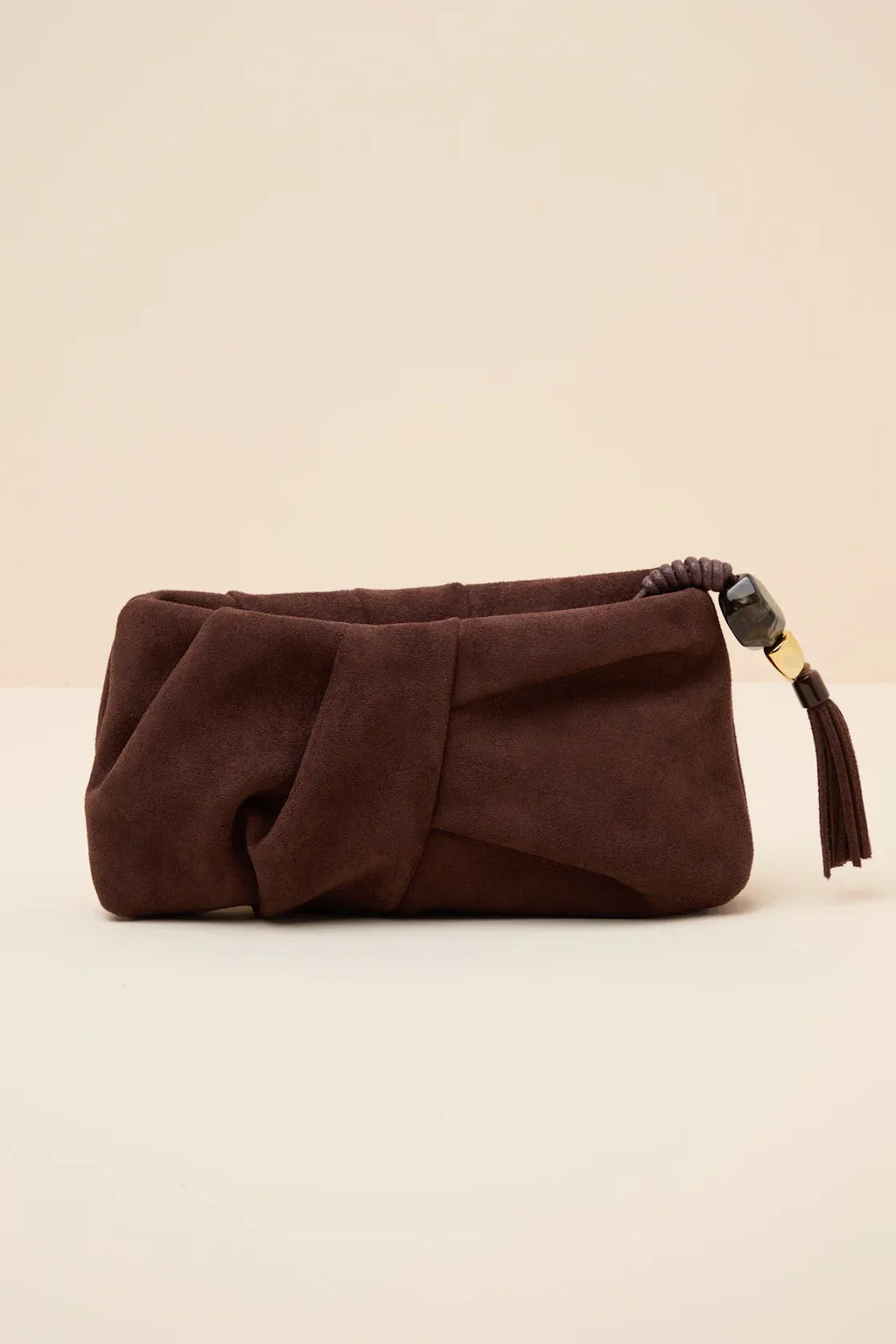 Louela Chocolate Suede Clutch