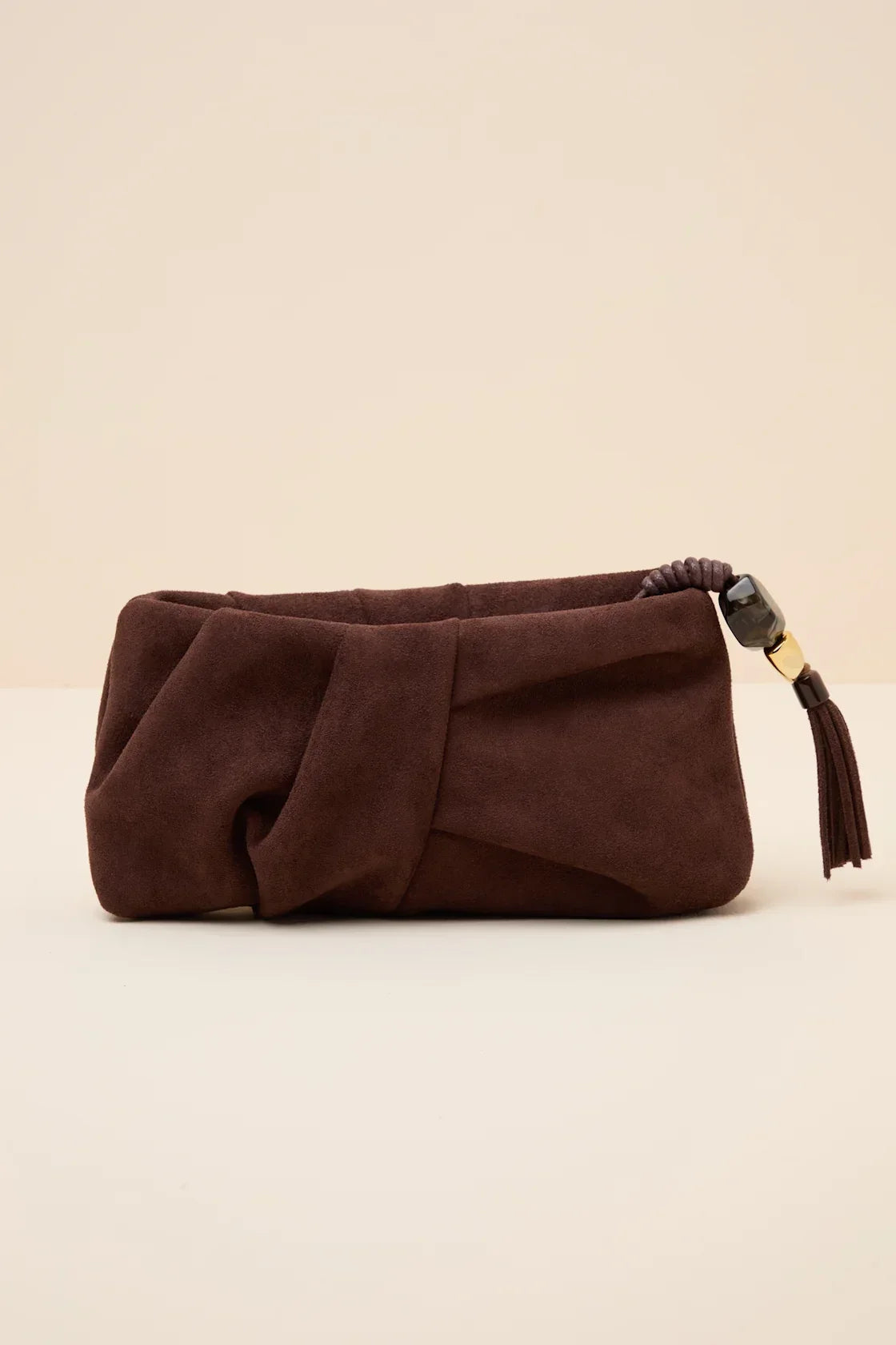 Louela Chocolate Suede Clutch