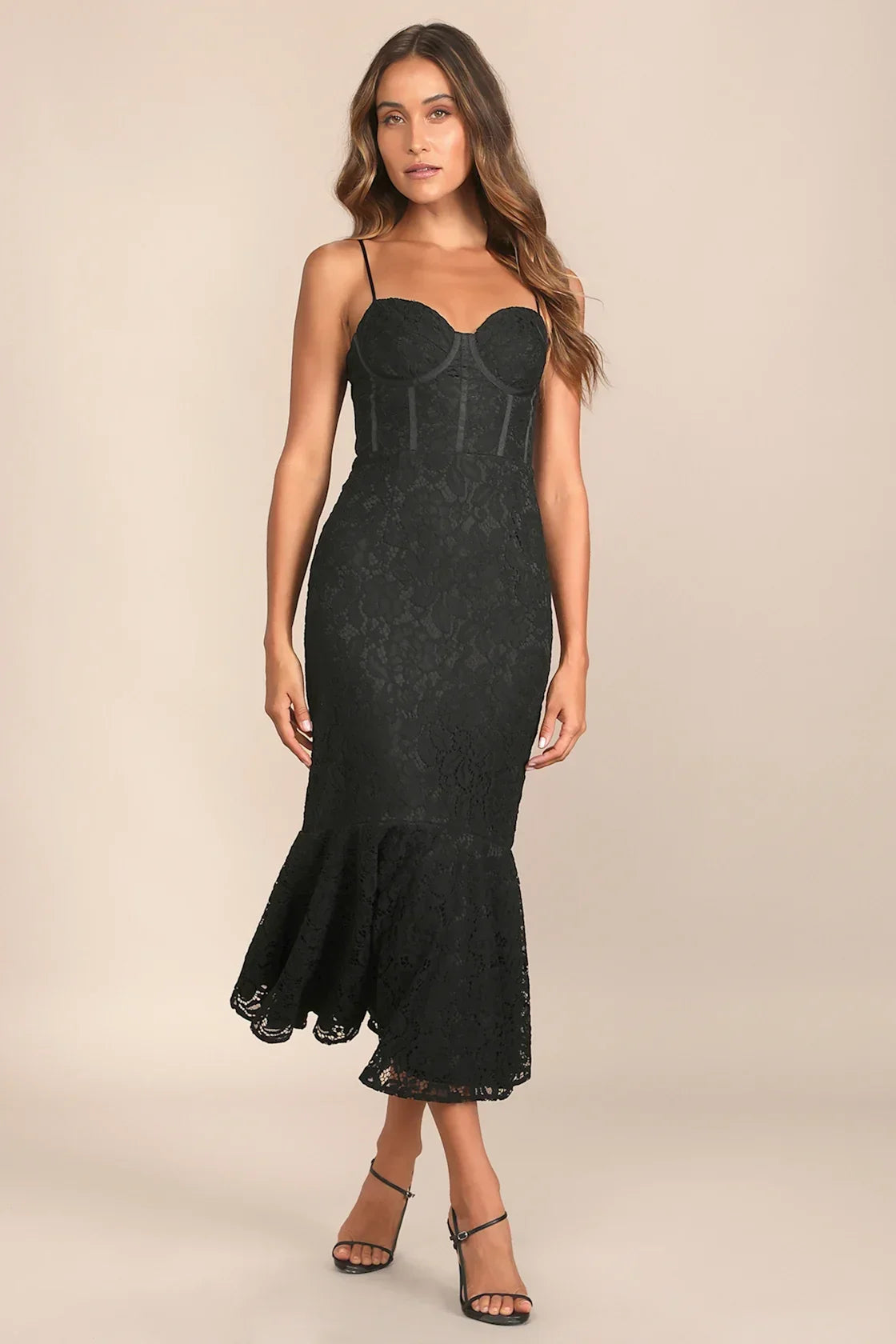 Found Your Love Wine Red Lace Sleeveless Trumpet Midi Dress