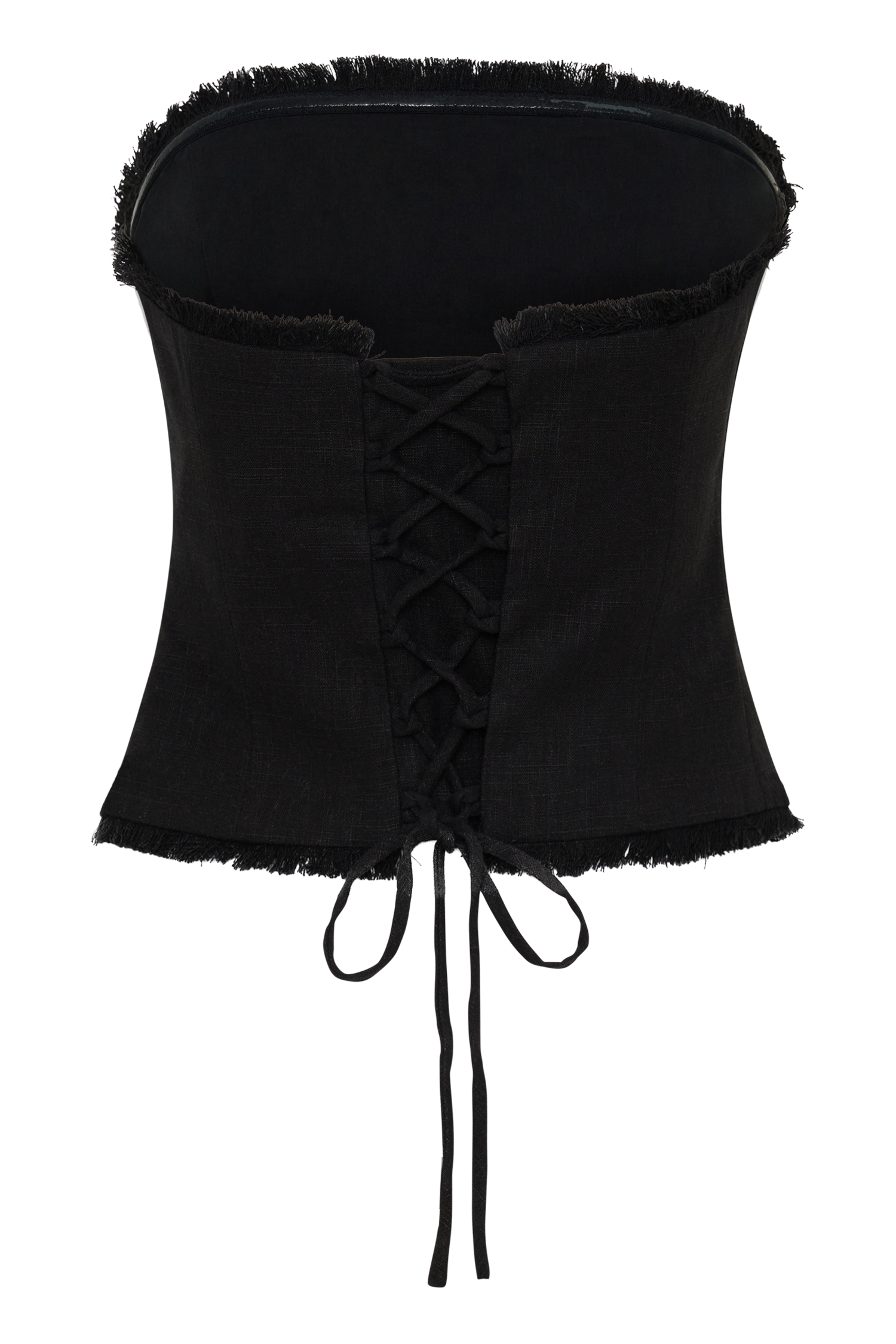 Annie Strapless Tie Back Linen Top - Black