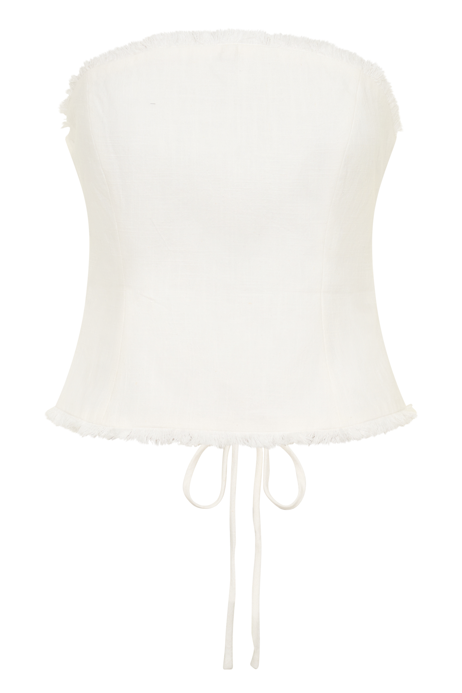 Annie Strapless Tie Back Linen Top - White