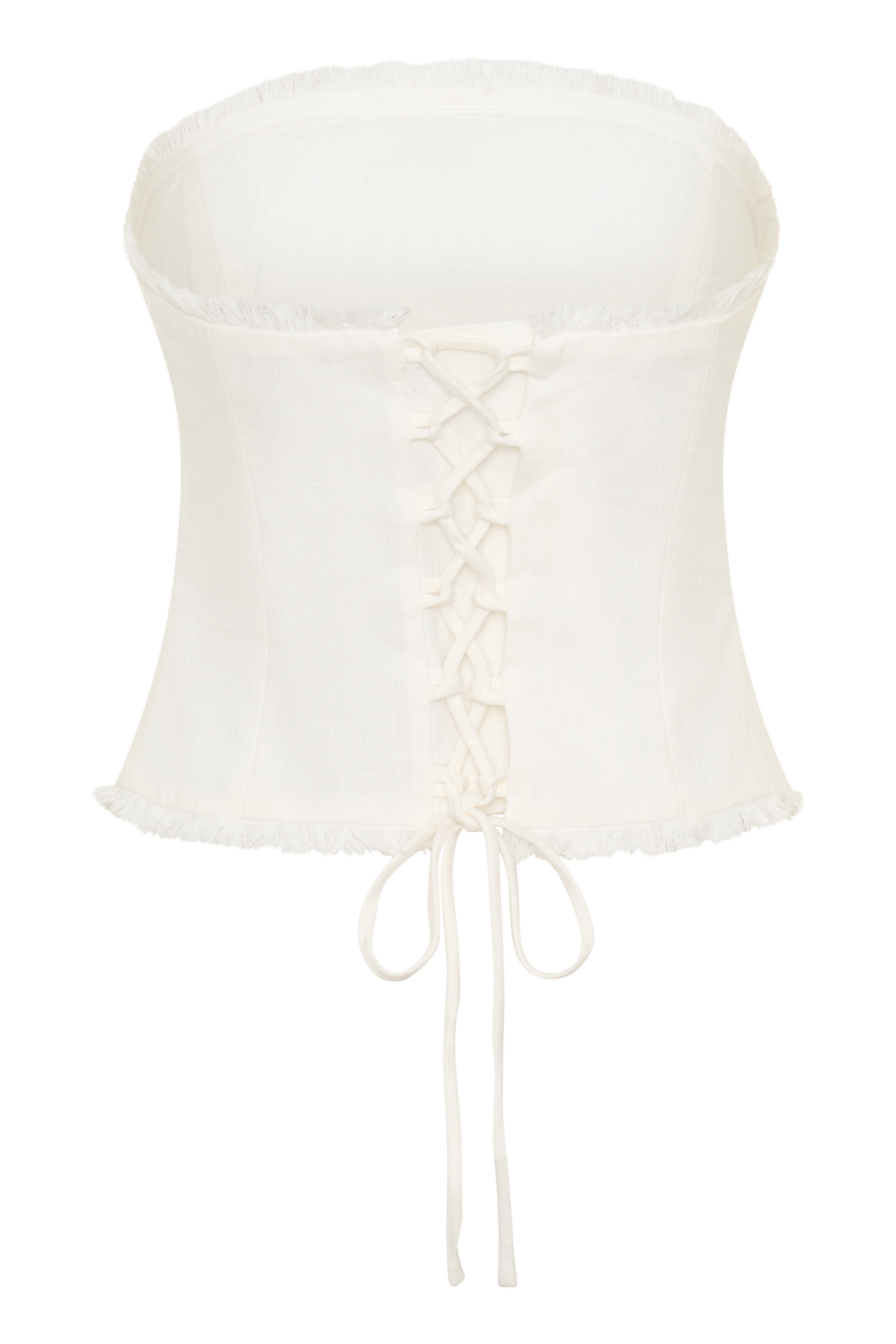 Annie Strapless Tie Back Linen Top - White