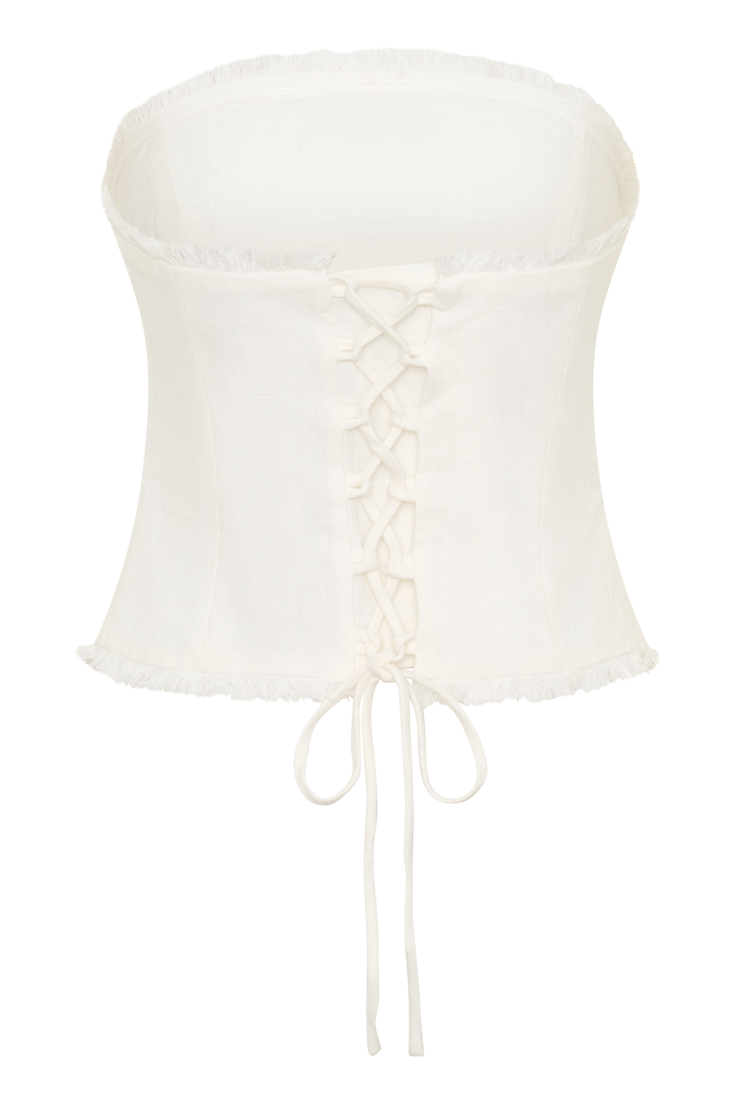 Annie Strapless Tie Back Linen Top - White