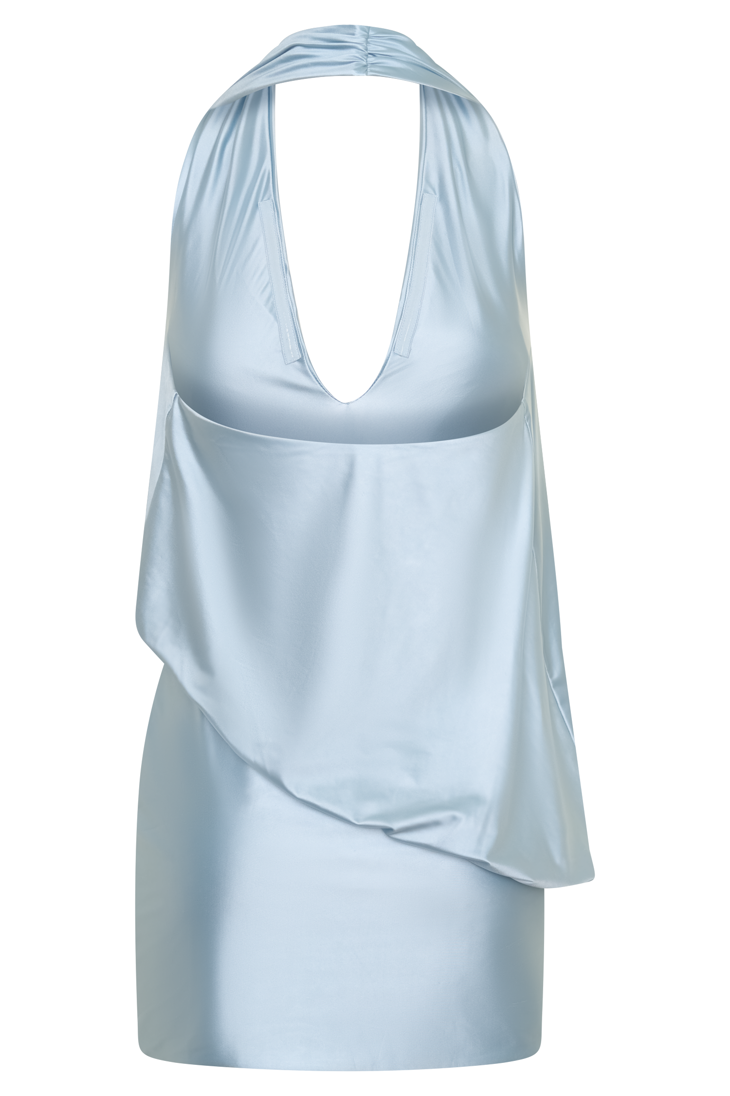Arabel Draped Halter Mini Dress - Pale Blue