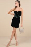 Poised Favorite Burgundy Velvet Bustier Strapless Mini Dress