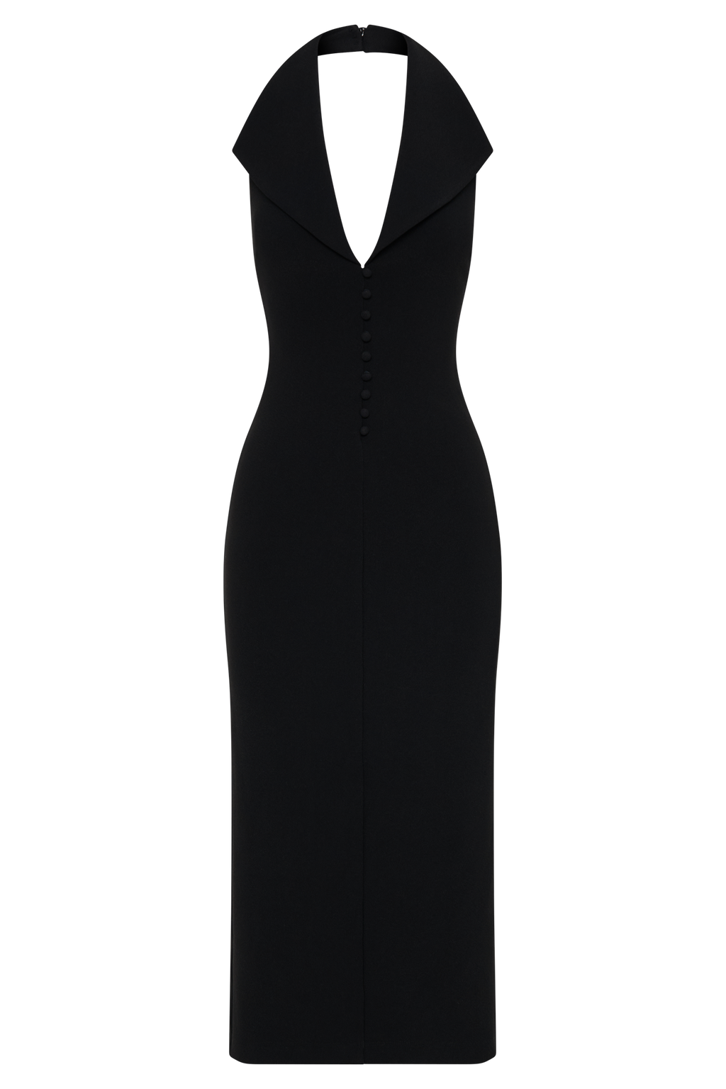 Annita Crepe Halter Midi Dress - Black