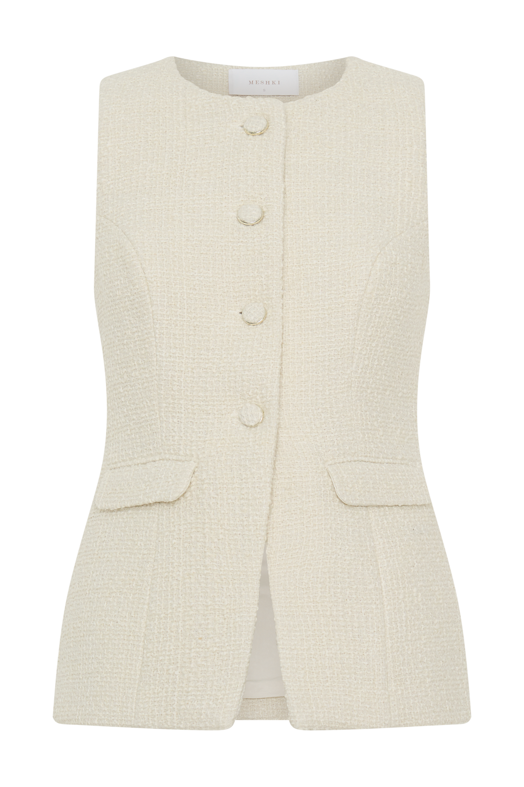 Camilla Boucle Sleeveless Vest - Ivory