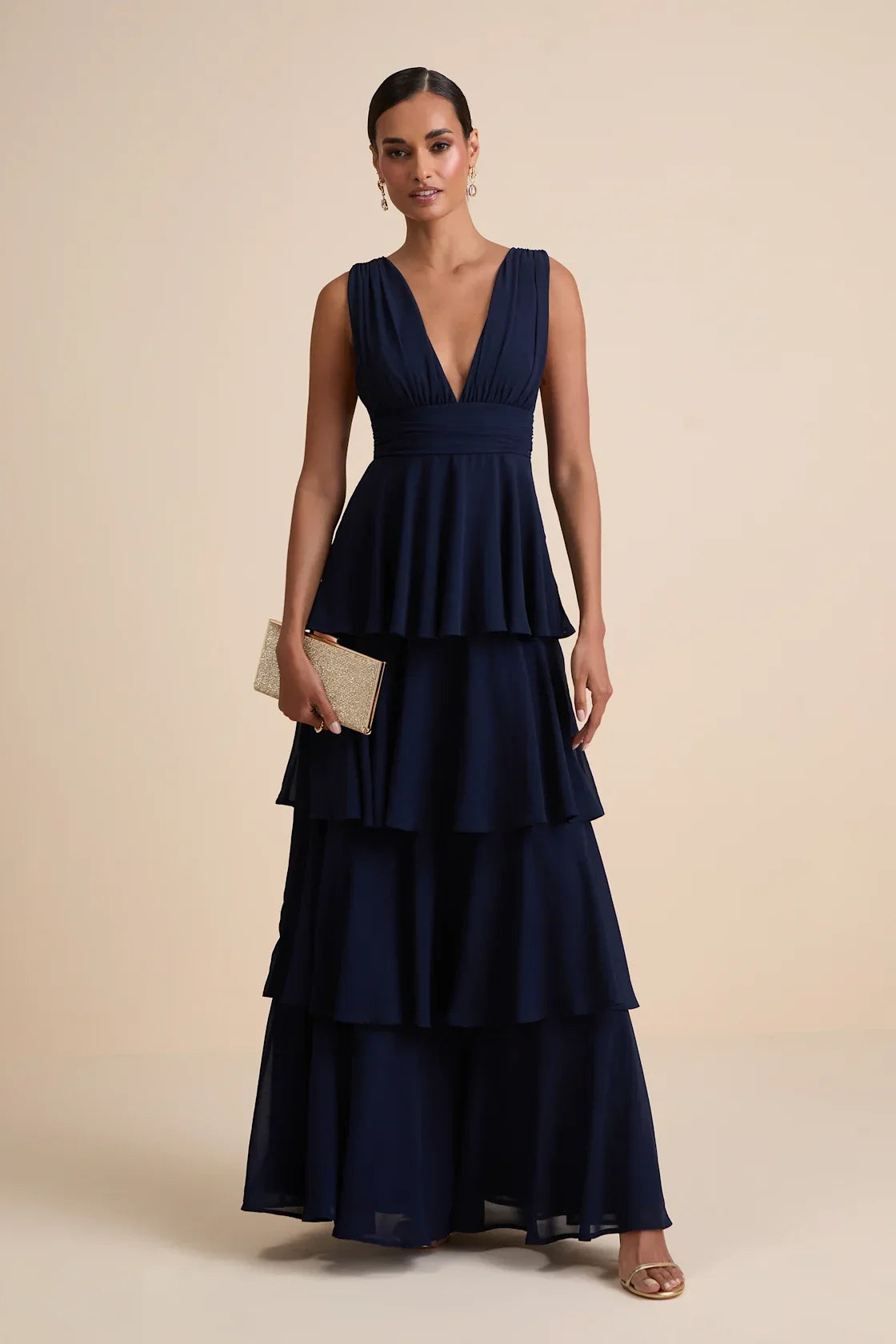 Amazing Evening Navy Blue Tiered Maxi Dress