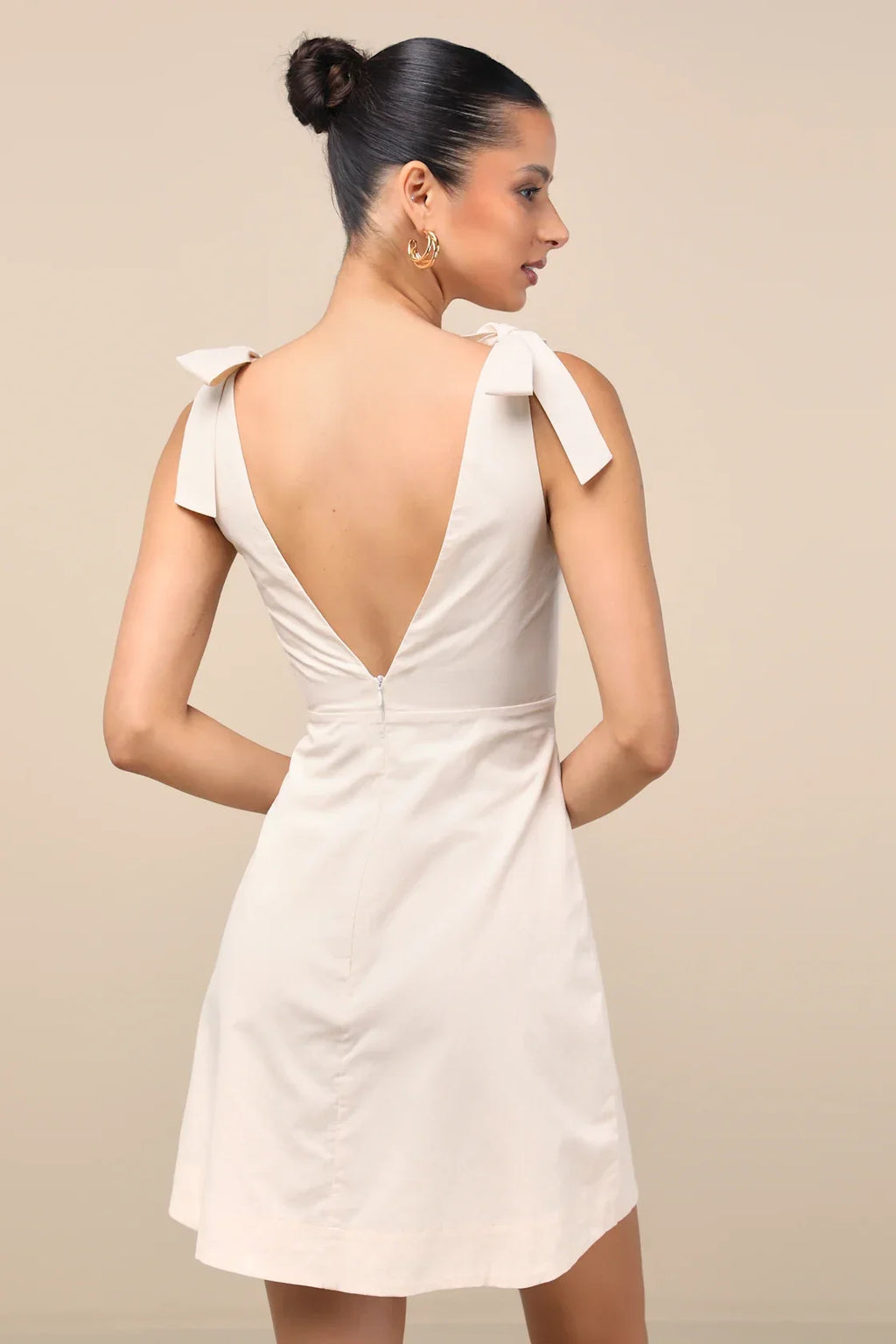 Gabriella Cream Tie-Strap Mini Dress
