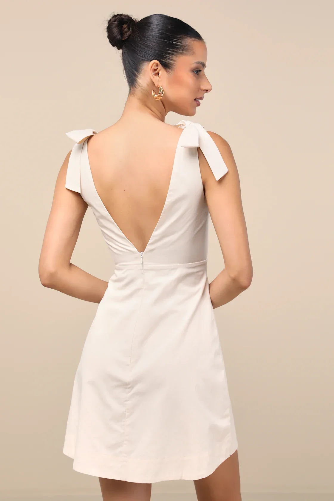 Gabriella Cream Tie-Strap Mini Dress