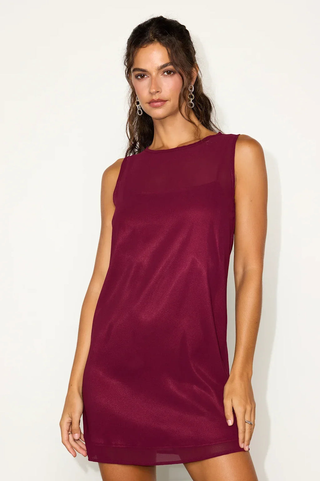 Kataleya Black Chiffon Sleeveless Mini Shift Dress