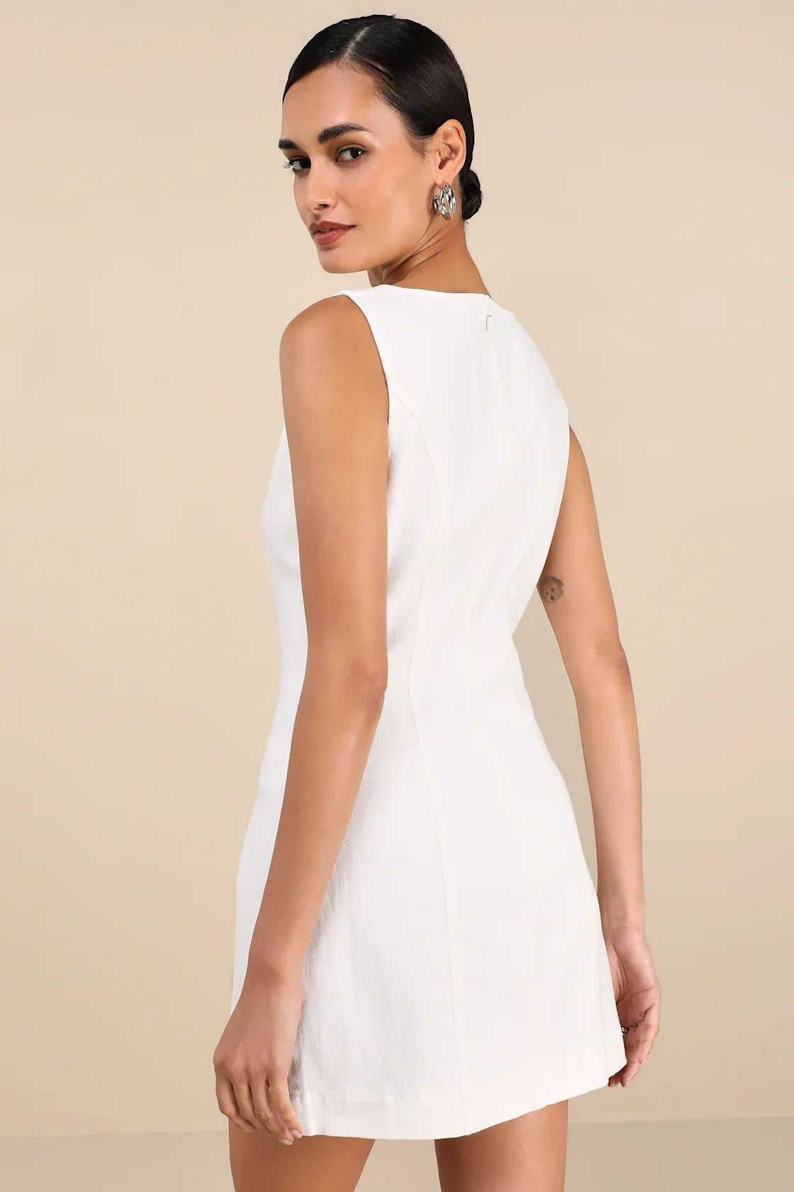 Cataleya Dark Wash Denim Boat Neck Mini Dress