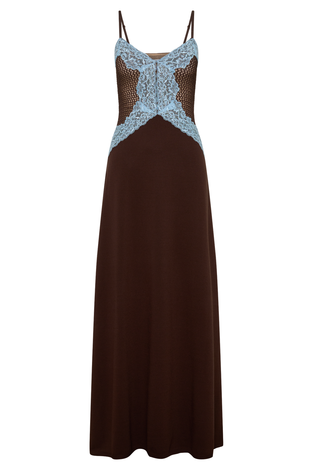 Bray Knit & Lace Maxi Dress - Chocolate/Blue