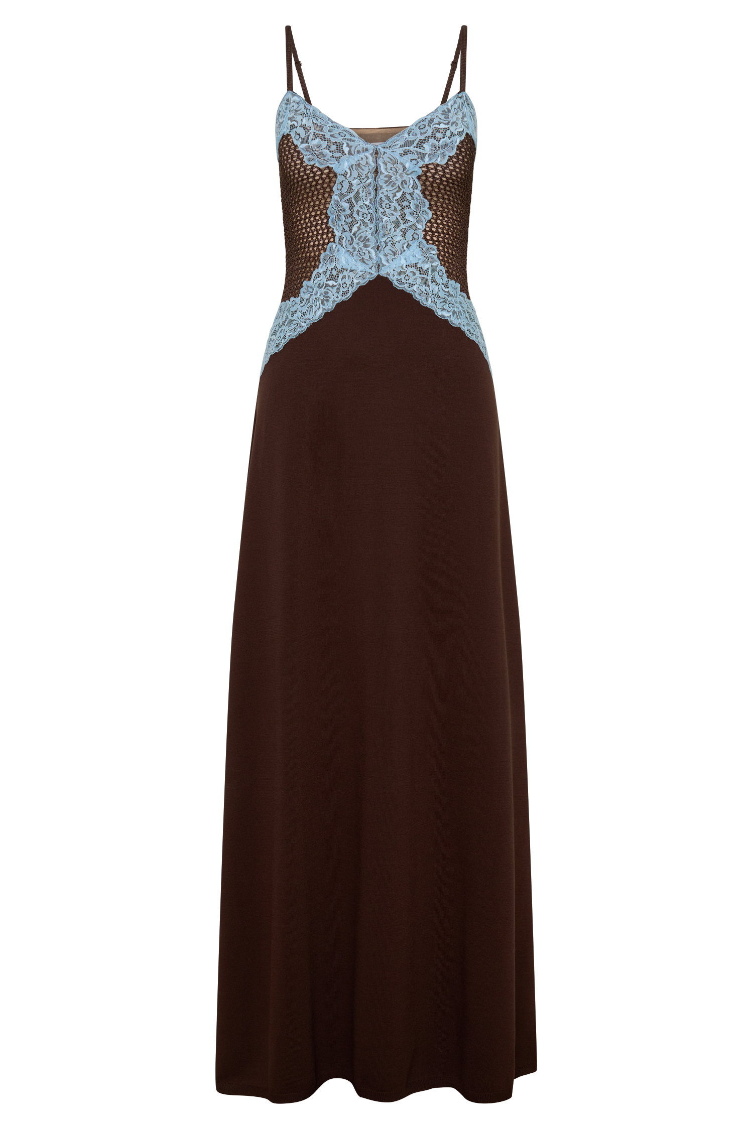 Bray Knit & Lace Maxi Dress - Chocolate/Blue