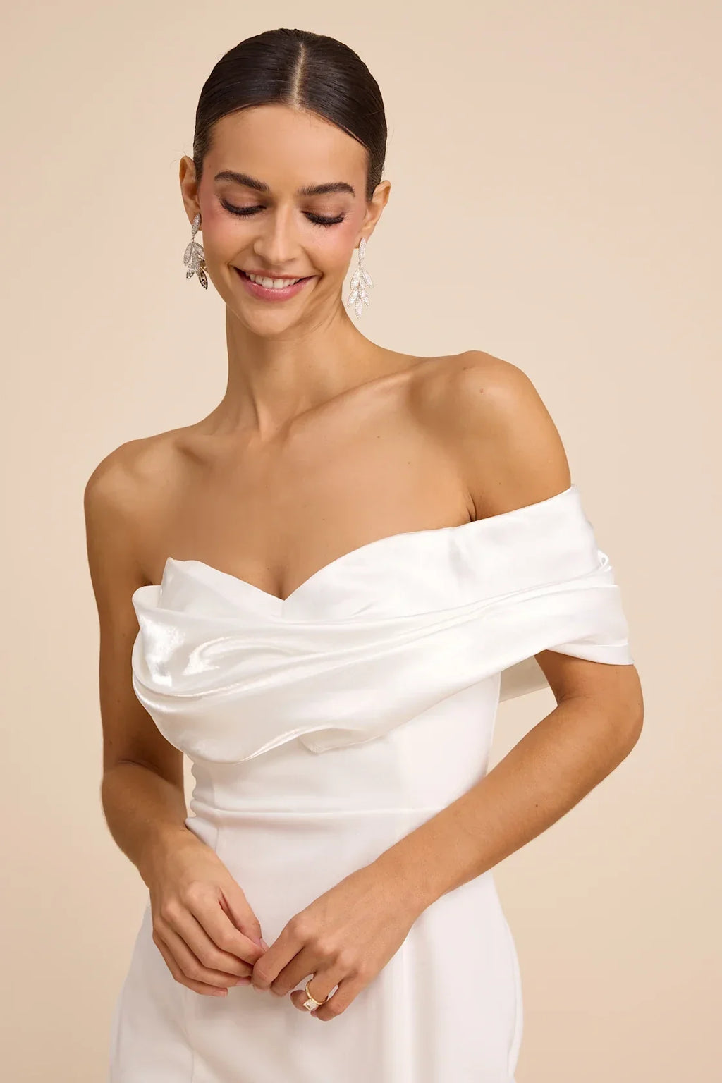 Beaumont White Asymmetrical Mermaid Maxi Dress