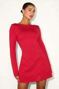 Aldith Red Ponte Knit Long Sleeve Mini Dress
