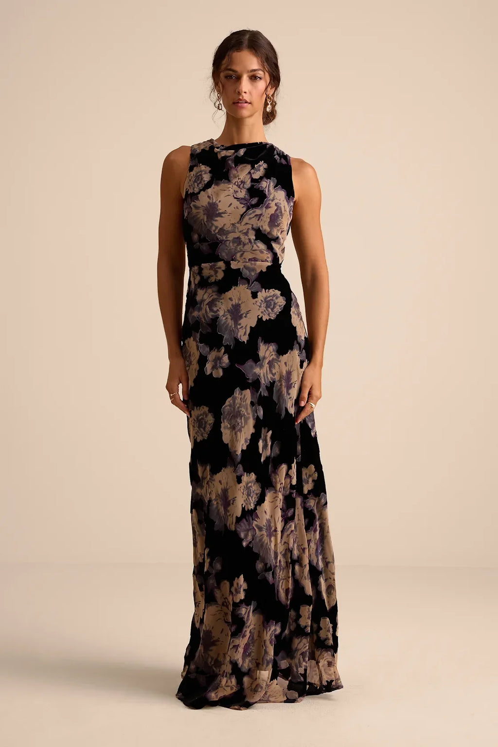 Ramonda Black Velvet Burnout Sleeveless Maxi Dress