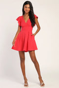 Sweeten Me Up White Flutter Sleeve Mini Dress With Pockets