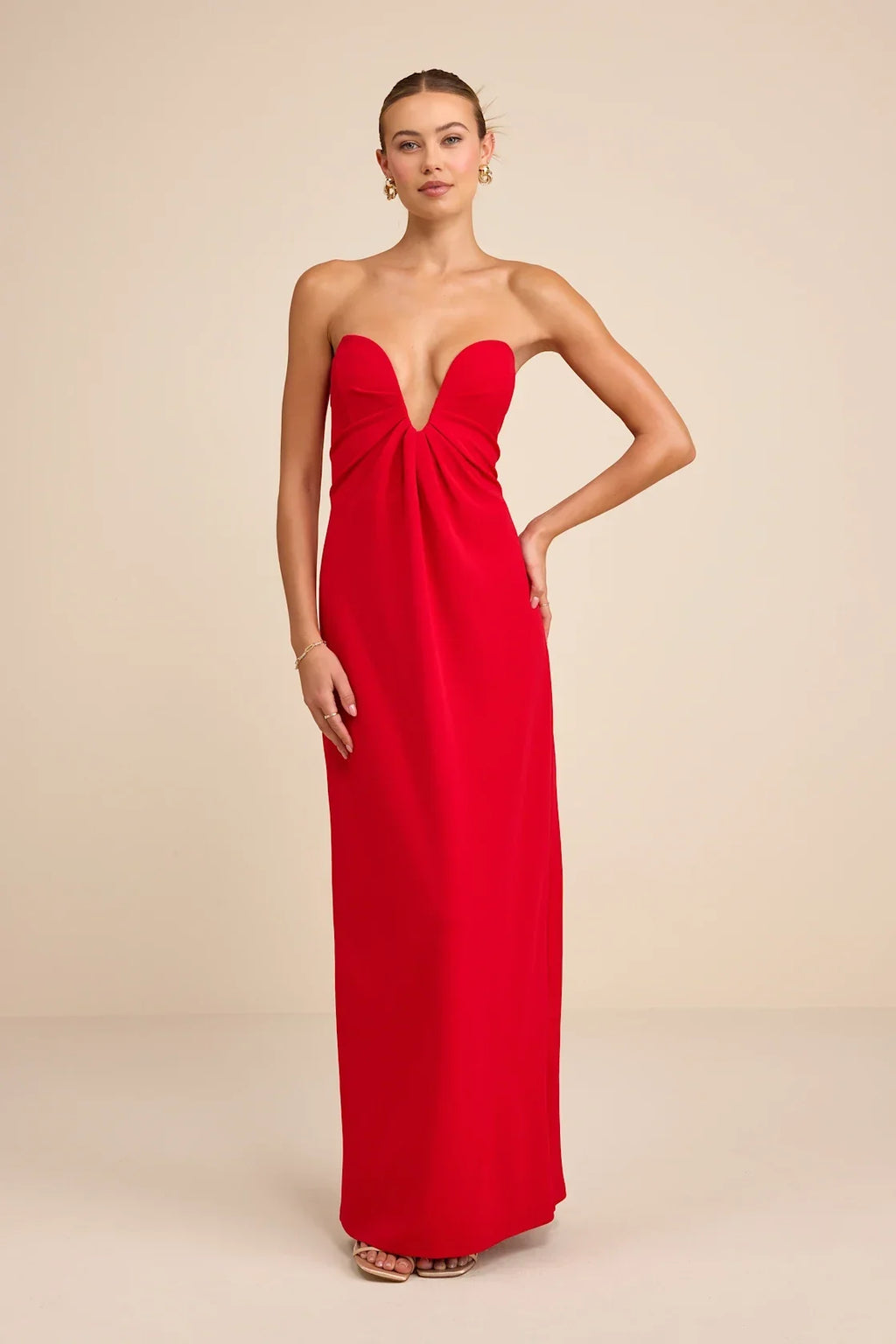 Thula Dark Olive Cutout U-Bar Column Maxi Dress