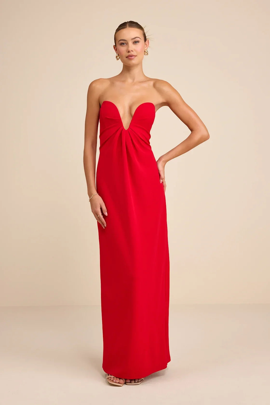 Thula Dark Olive Cutout U-Bar Column Maxi Dress