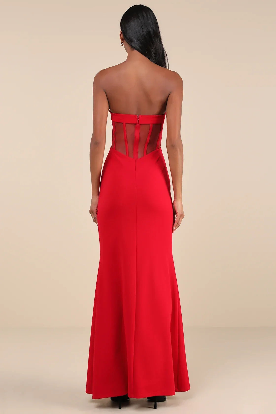 Iconic Arrival Black Strapless Bustier Mermaid Maxi Dress