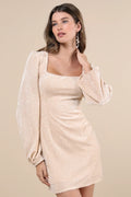 Precise Radiance Black Velvet Sequin Long Sleeve Mini Dress