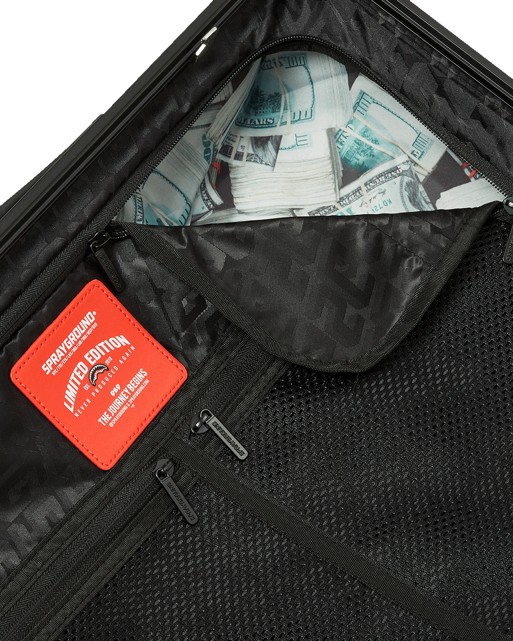 REALITY CHECK SHARKITECTURE CARRY-ON JETBLACK LUGGAGE (GOLD HARDWARE)