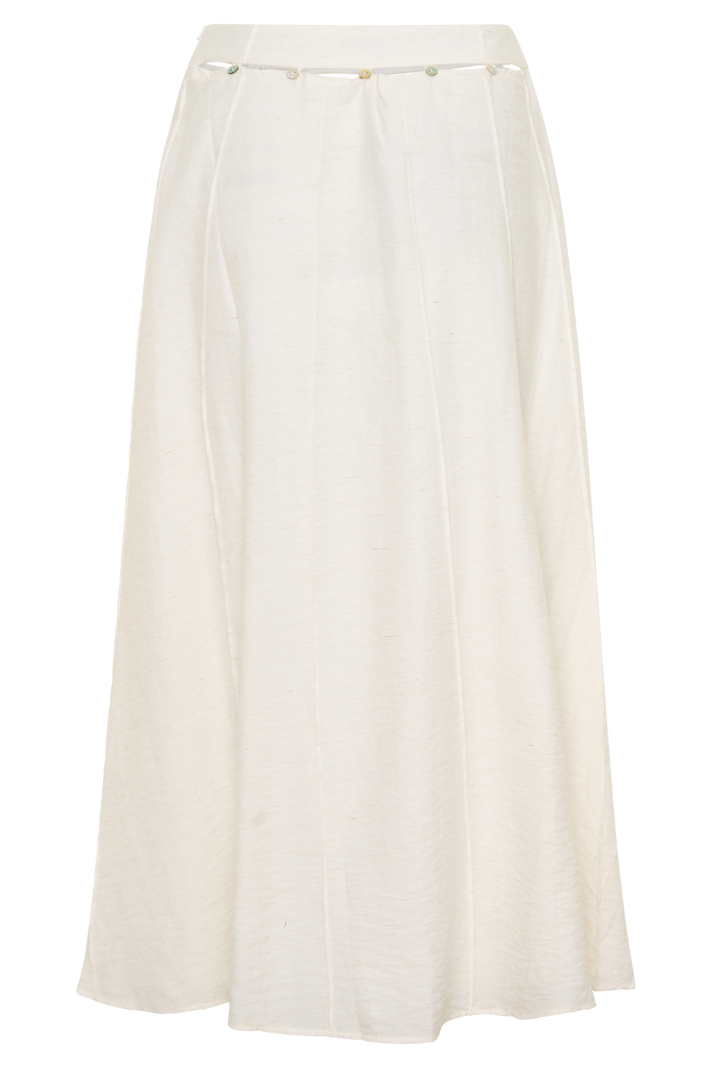 Claire Pearl Button Midi Skirt - White