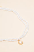 Kasey White Pearl Layered Charm Necklace