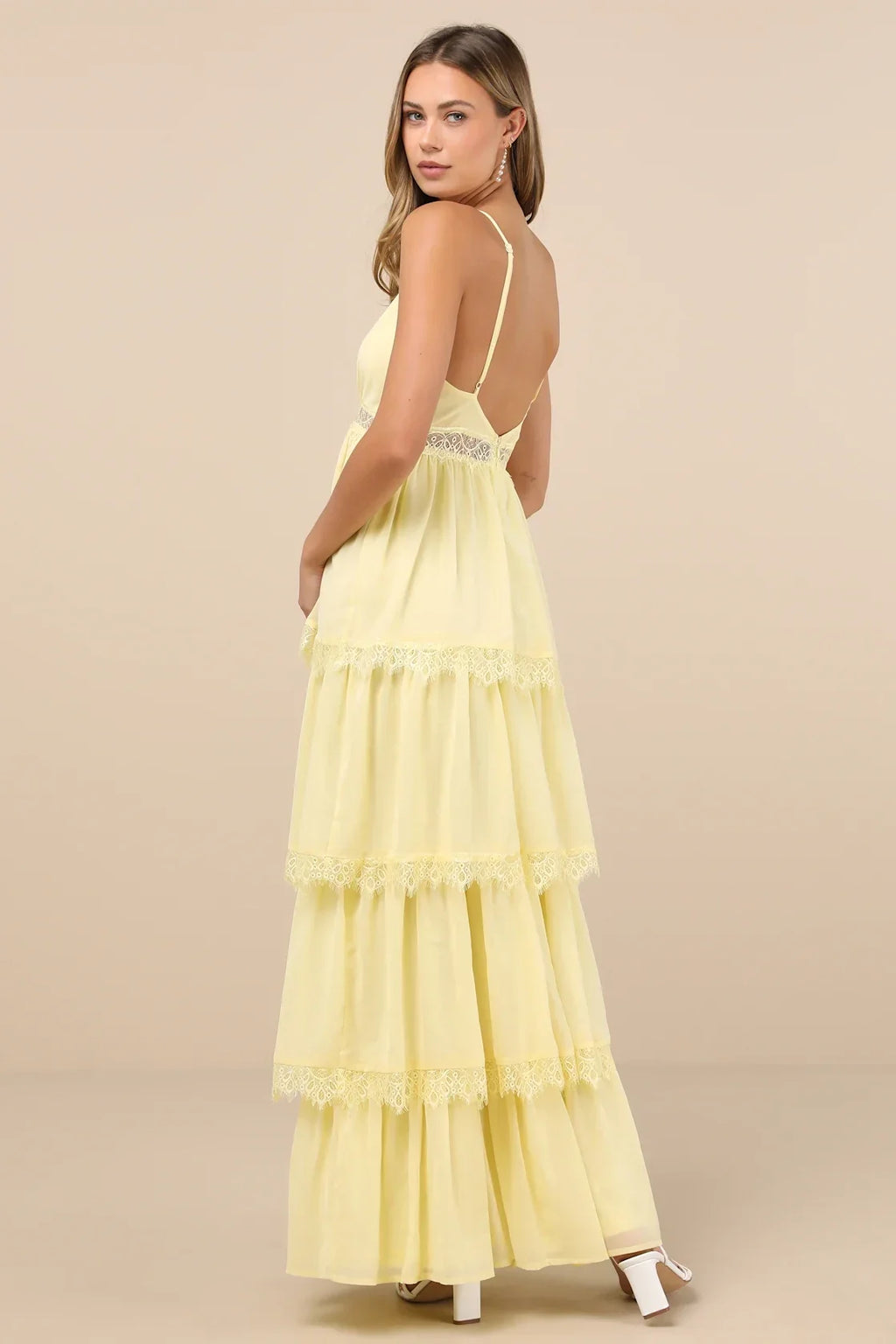 Reed Sage Tiered Lace Maxi Dress