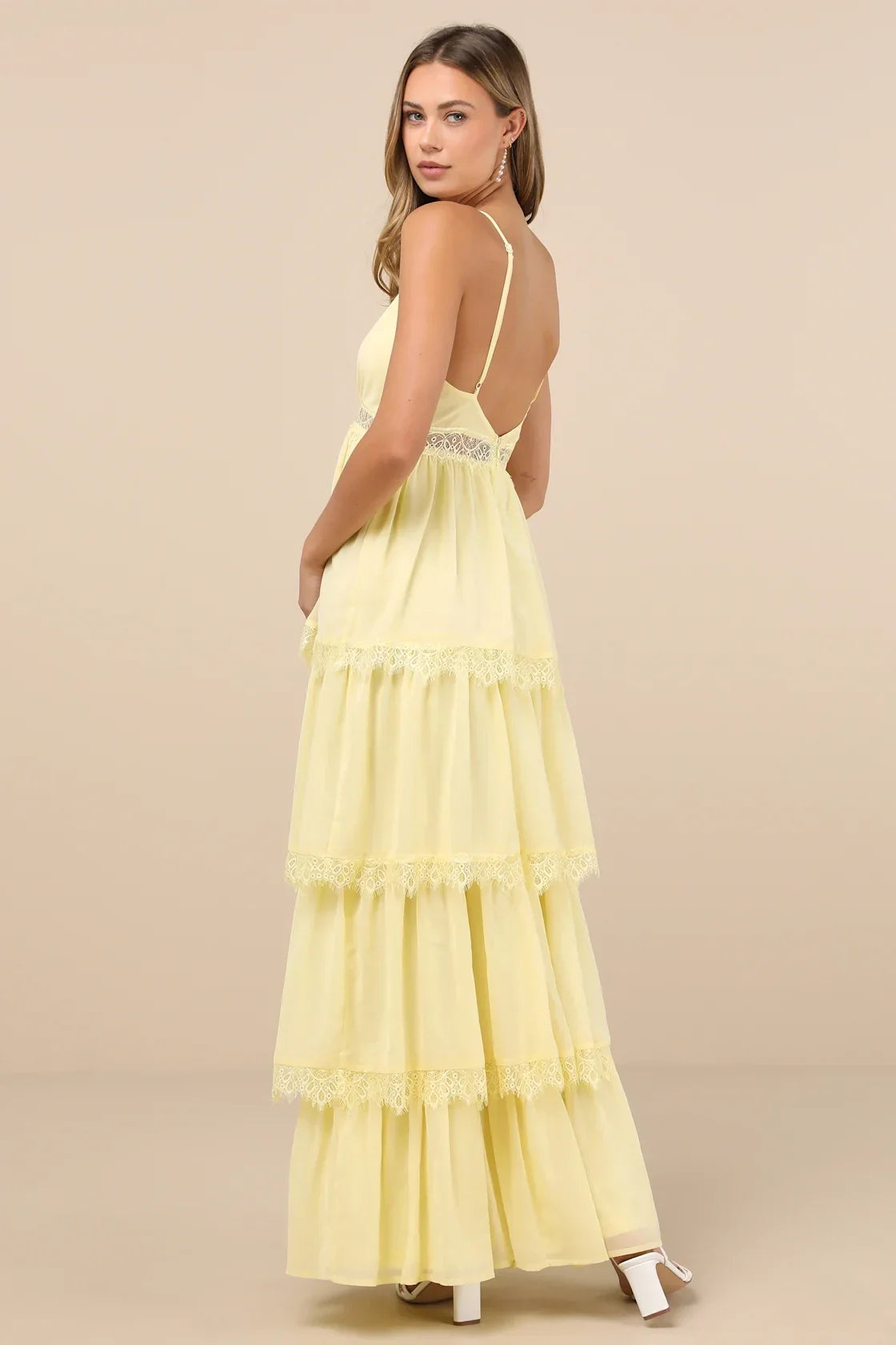 Reed Sage Tiered Lace Maxi Dress