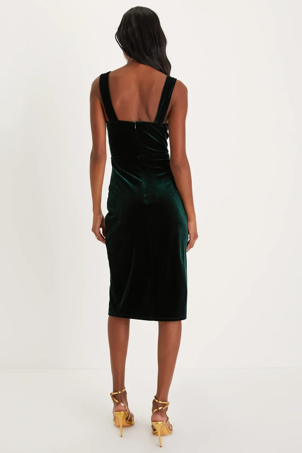 Baby, You're The One Rust Red Velvet Sleeveless Midi Dress