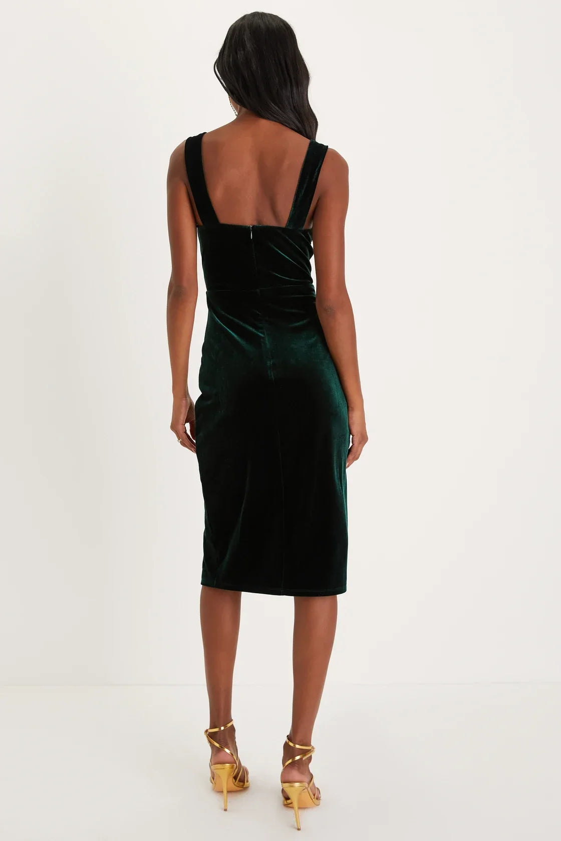 Baby, You're The One Rust Red Velvet Sleeveless Midi Dress